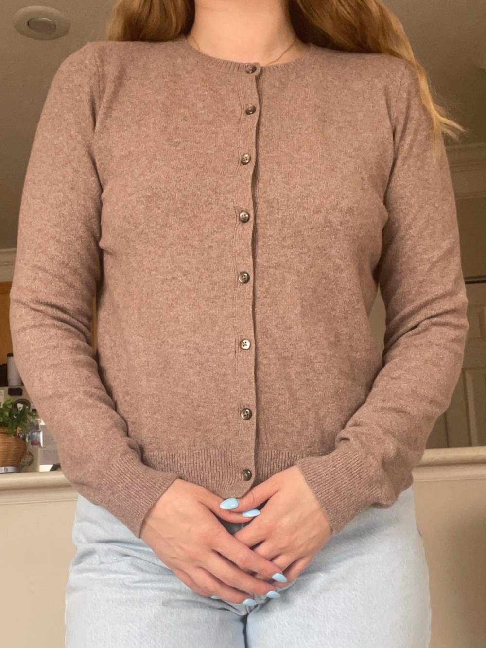 Old Navy SoSoft Knit Button-Front Cardigan - Taupe - Picture 2 of 9